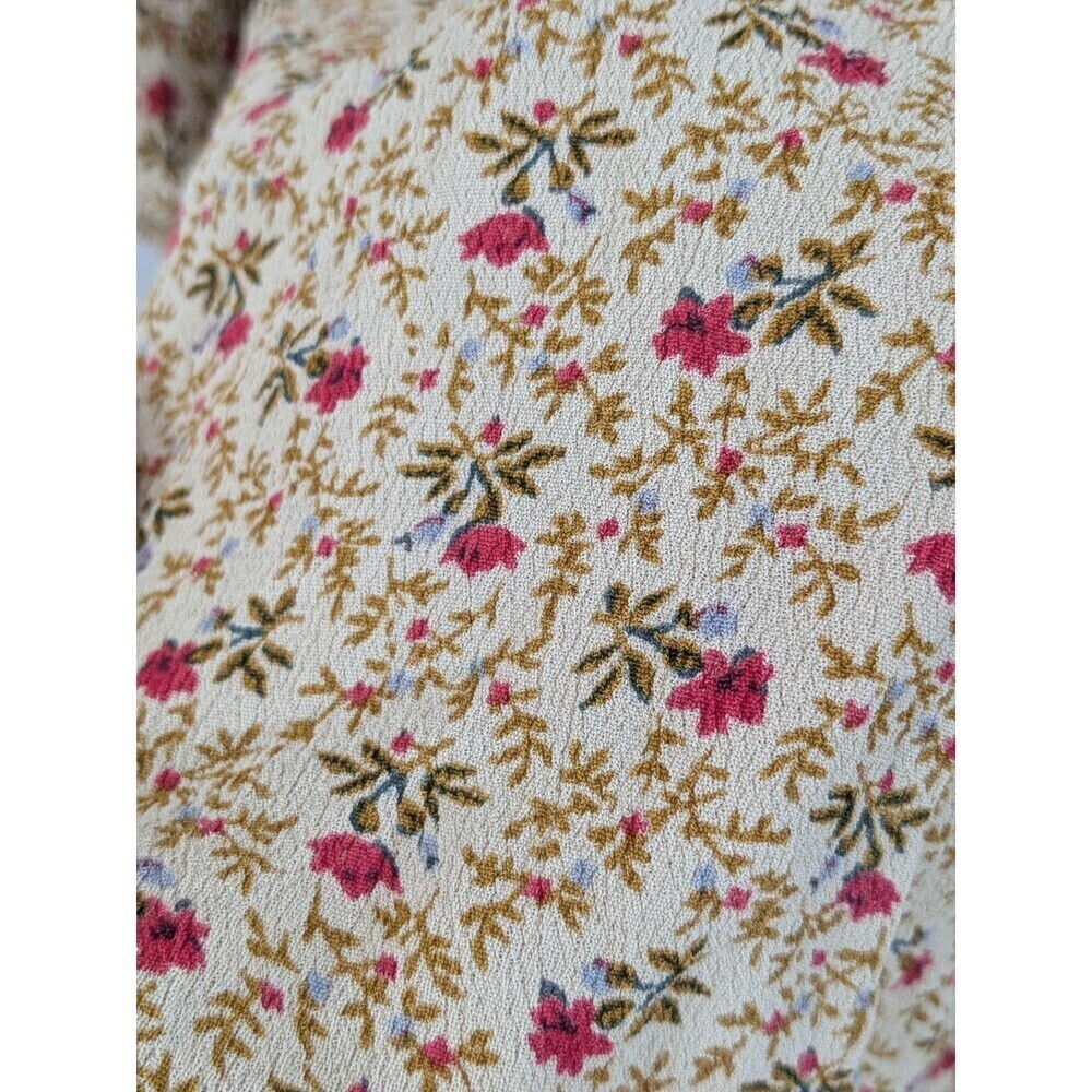 VTG Y2K Babydoll Top Long Sleeve Ruffle Calico Floral Crinkle Coquette Sz 1X - Picture 7 of 8